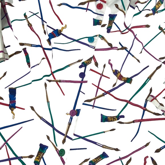 Vintage John Henry Artist Paint Print Button Down Shirt - Picture 4 of 16